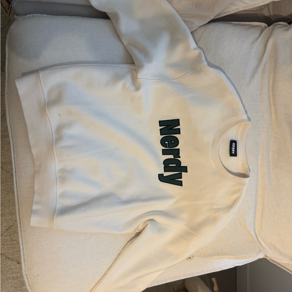 Nerdy Cream Crew Neck Sweater